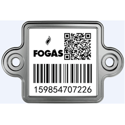 El código de barras del metal del cilindro del LPG marca el sistema de Barcoding con etiqueta