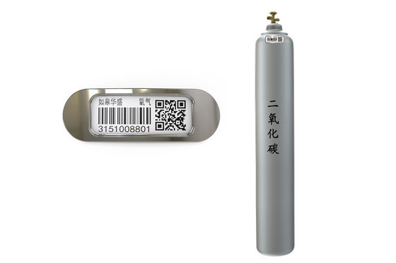 Etiqueta matálica-cerámica del rectángulo del código de barras permanente para los cilindros de gas industriales