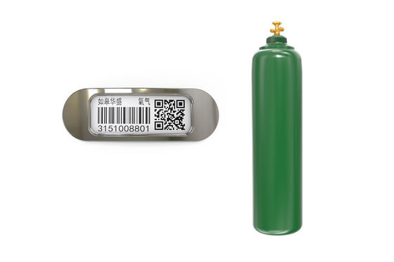 Etiqueta matálica-cerámica del rectángulo del código de barras permanente para los cilindros de gas industriales